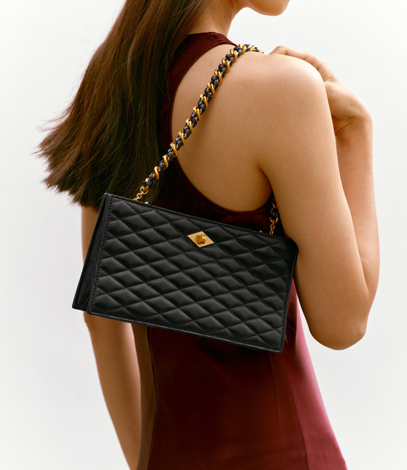 Large Chain Strap Elvis Black with Gold Hardware