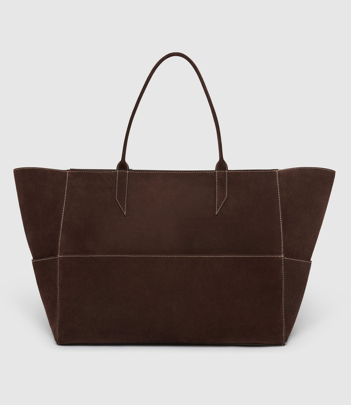 Incognito Large Cabas Suede Chocolate with Salt Stitching