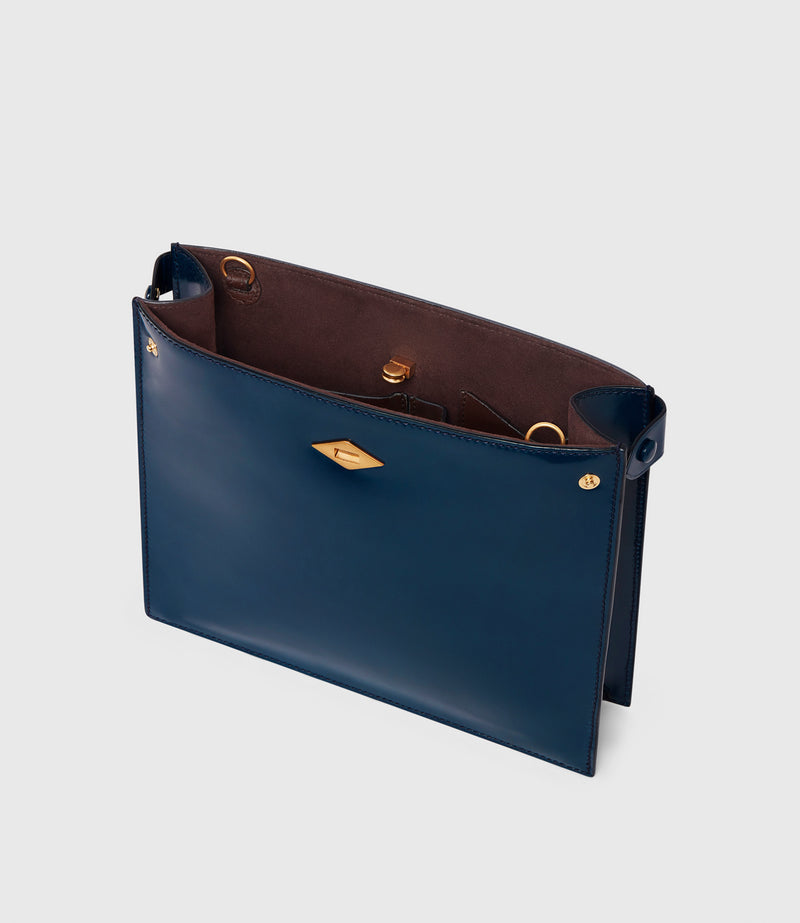Stowaway Glossy Calfskin Sapphire