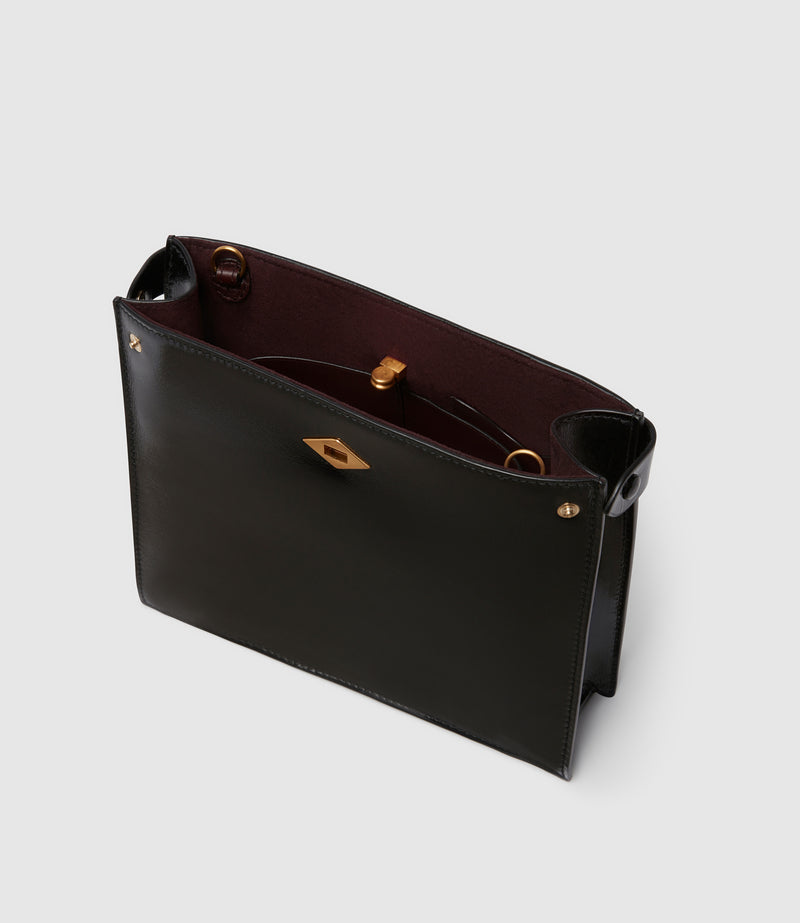 Stowaway Crossbody Glossy Calfskin Forest Green