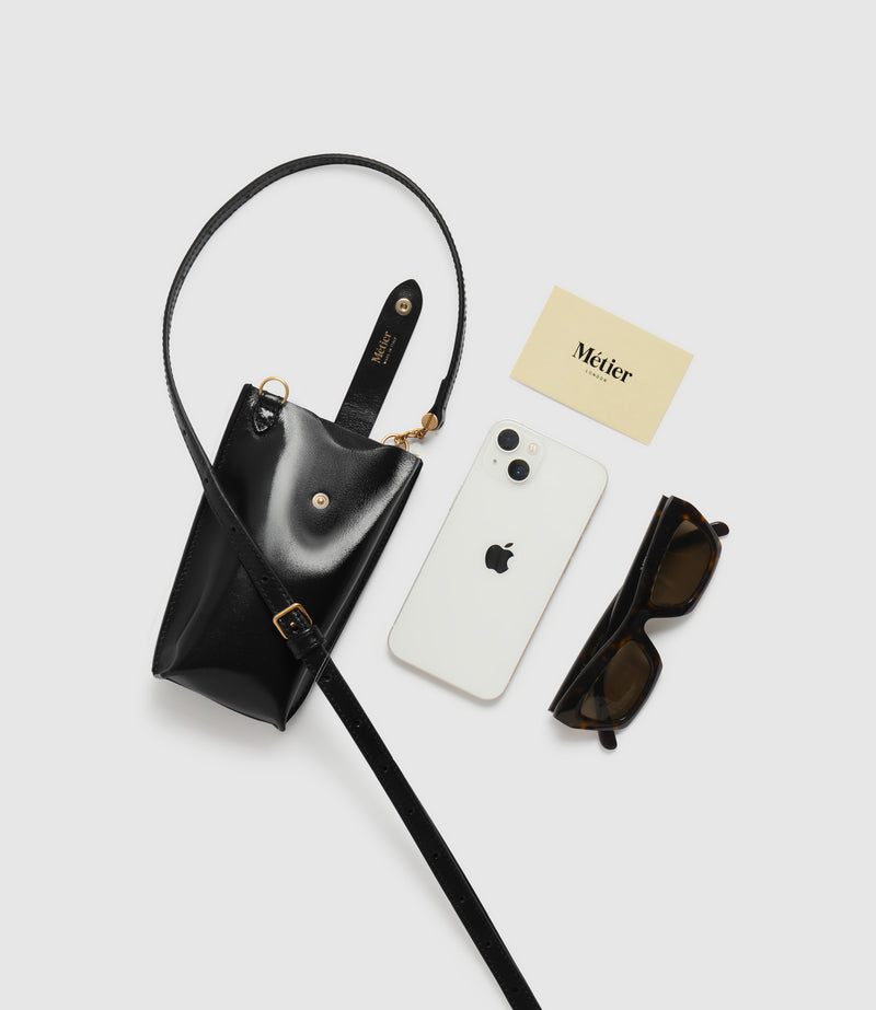 Minimalist Double Glossy Calfskin Black