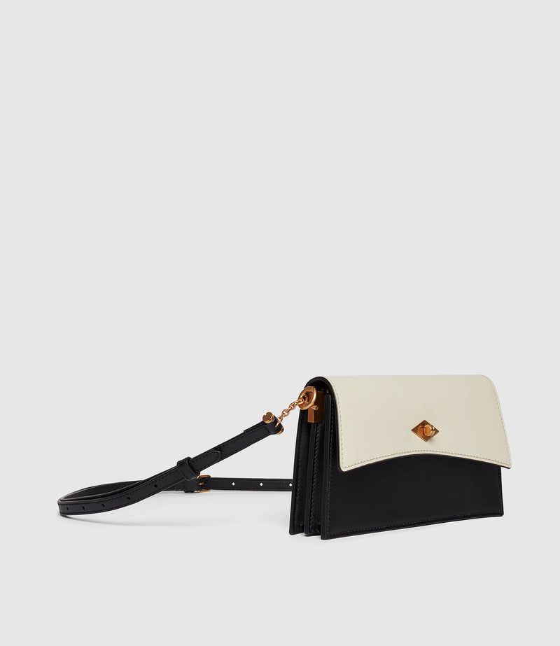 Roma Mini Clutch Smooth Calfskin Black and White Sand