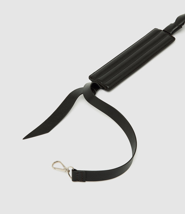 Adjustable Bombe Strap Supple Calfskin Black with Silver Hardware