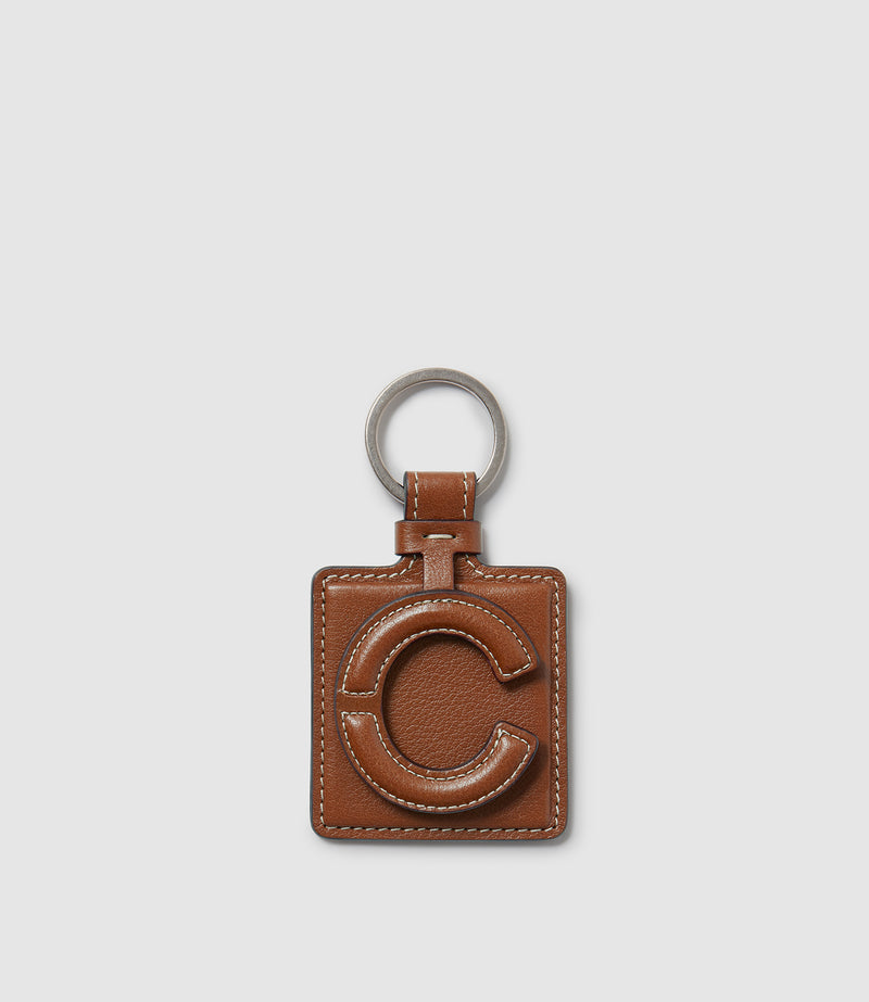 Letter Key Ring Buffalo Cognac