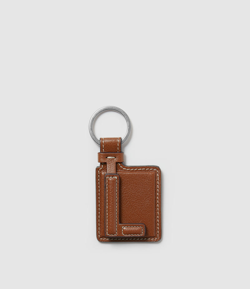 Letter Key Ring Buffalo Cognac