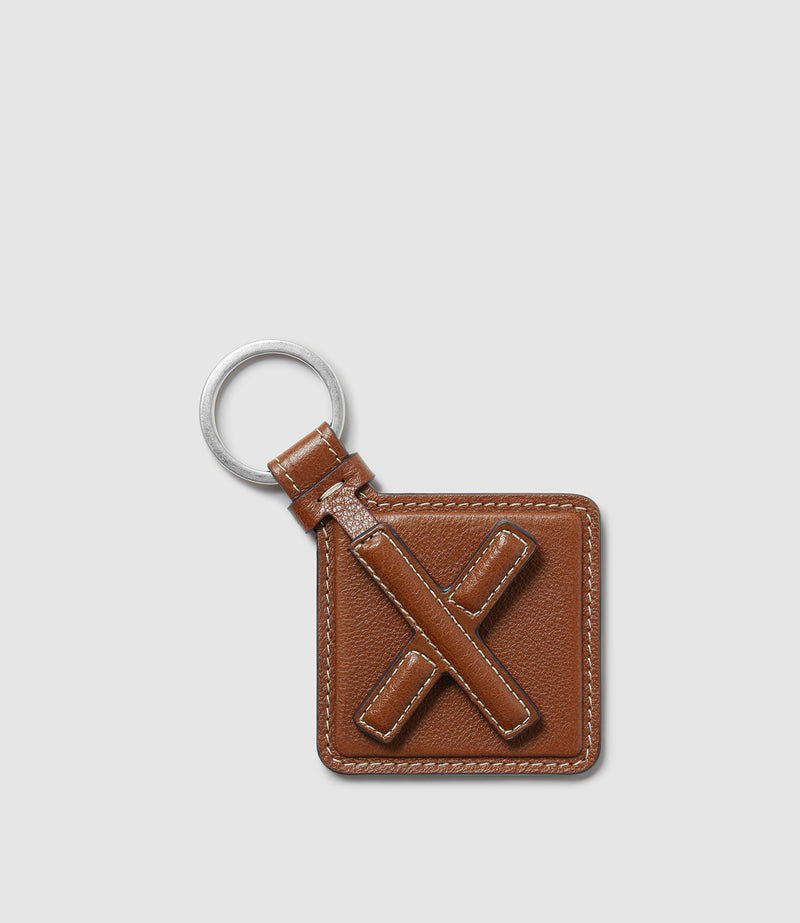 Letter Key Ring Buffalo Cognac