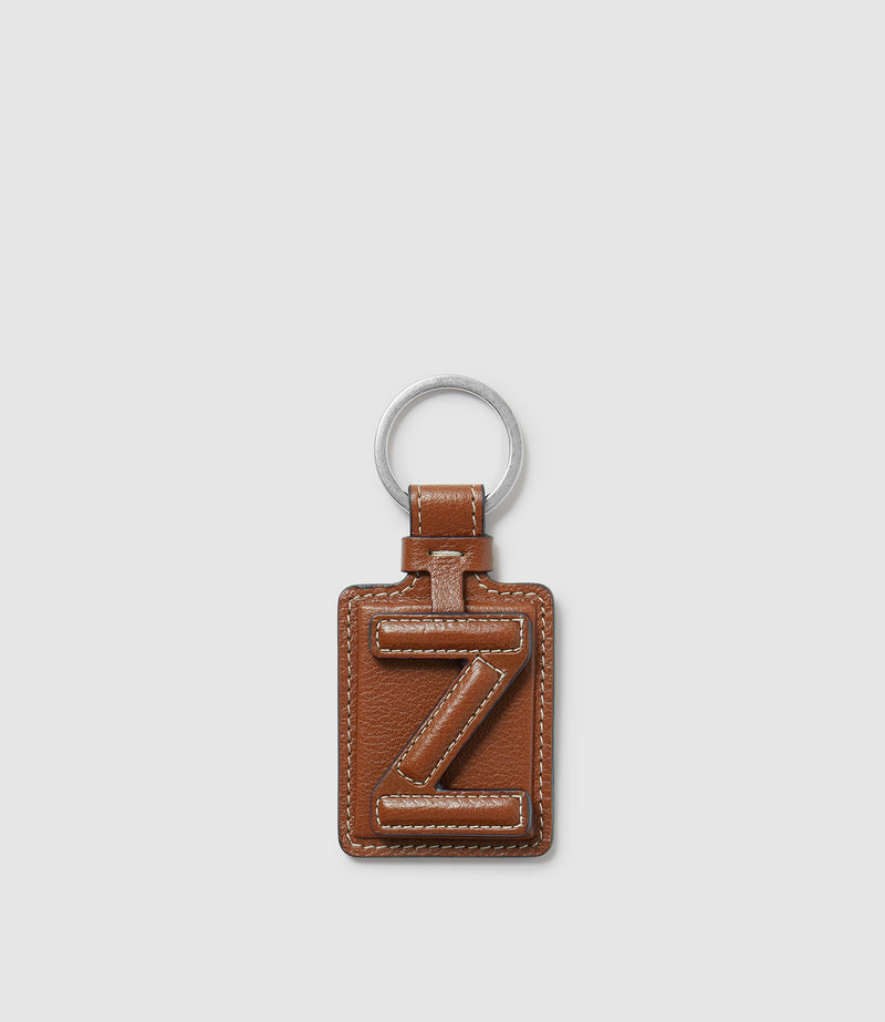 Letter Key Ring Buffalo Cognac