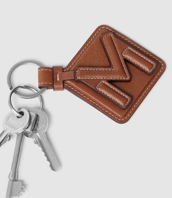 Letter Key Ring Buffalo Cognac