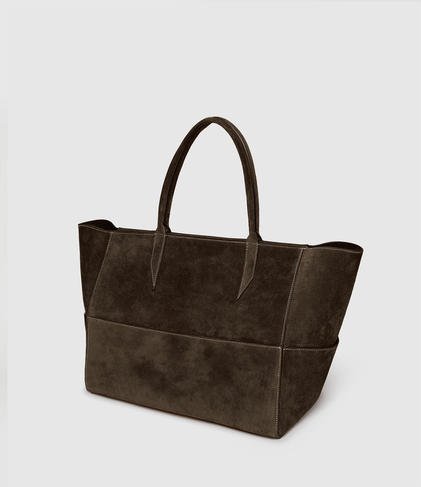 Incognito Small Cabas Suede Chocolate With Salt Stitching