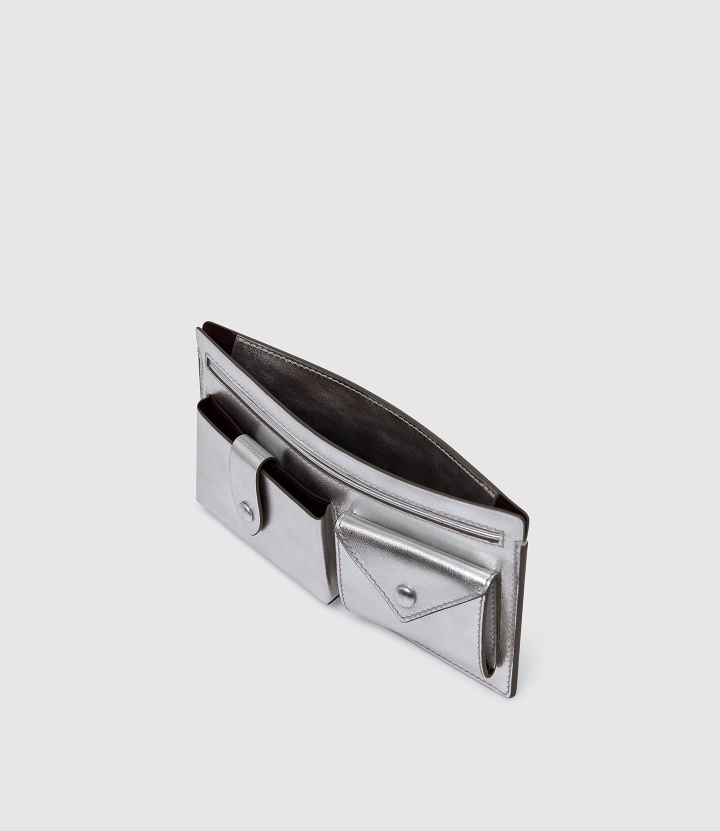 ISSIMO | Métier Inside Out Wallet Metallic Calfskin Silver