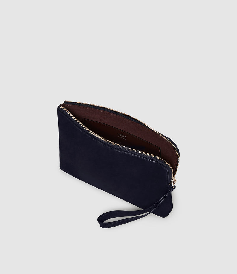 Wristlet Clutch Nubuck Navy