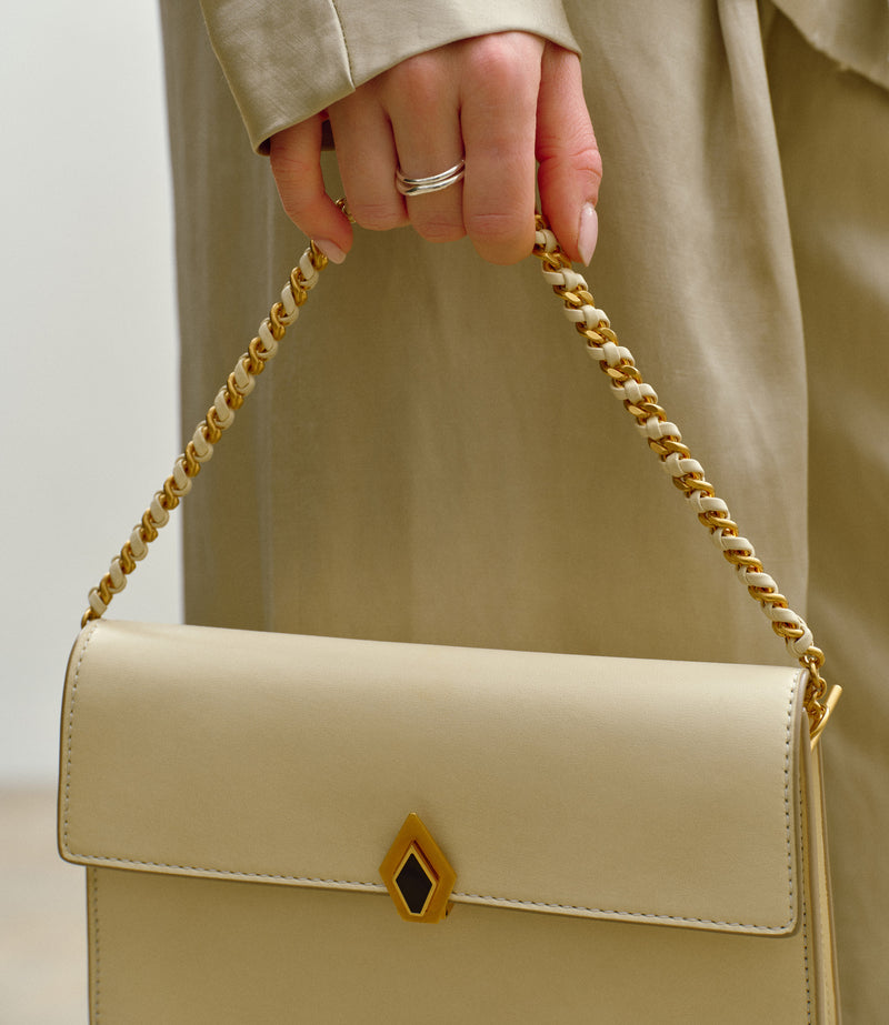 Small Chain Strap Buttery Nappa Crème with Gold Hardware