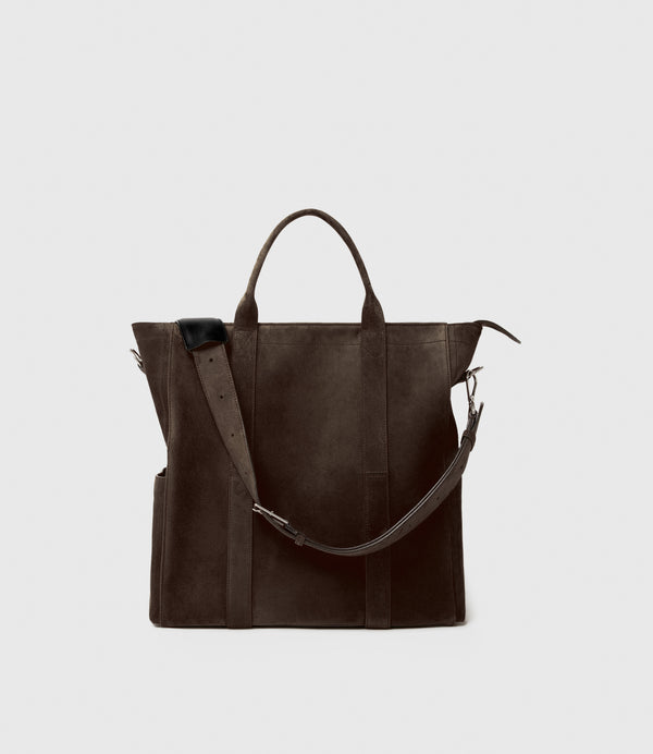 Mariner Zippered Tote Suede Chocolate