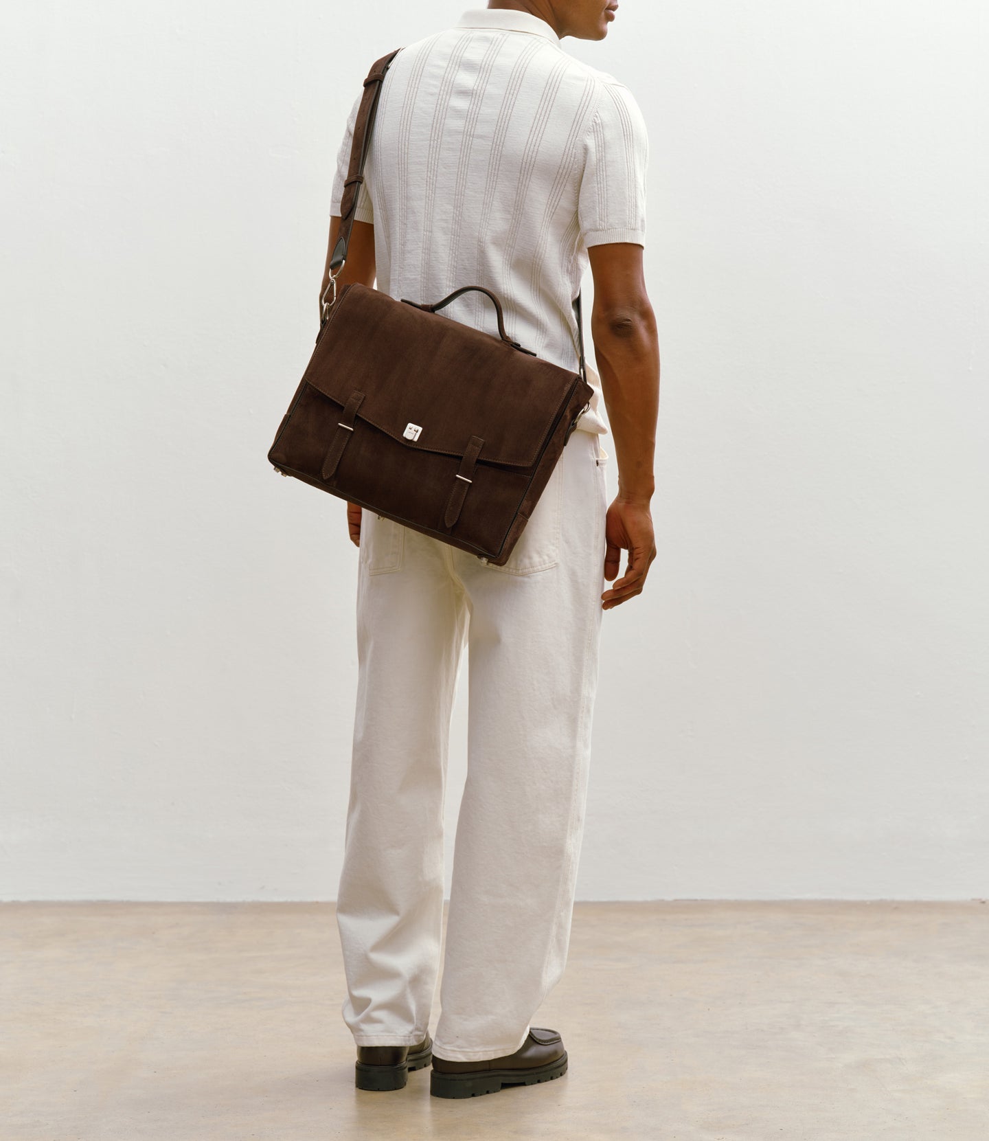 Rider Briefcase Suede Chocolate