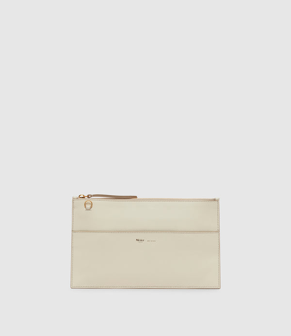 Incognito Clutch Smooth Calfskin White Sand