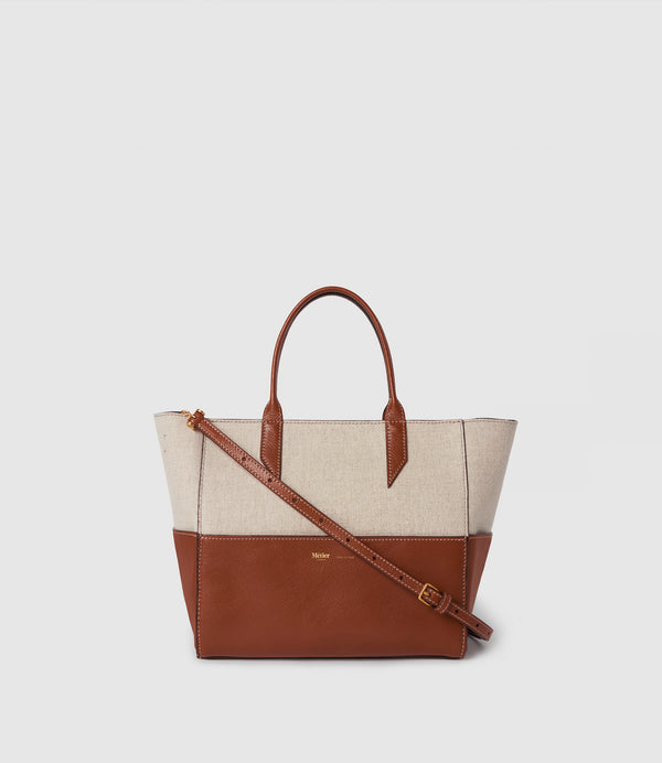 Incognito Crossbody Cabas Natural Linen with Cognac