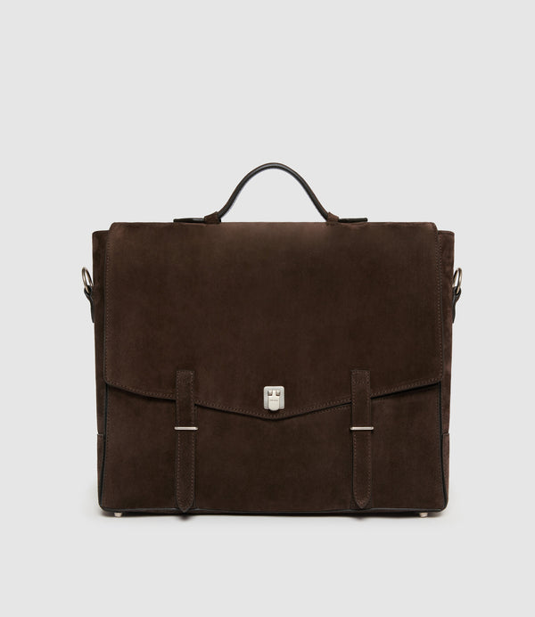 Rider Briefcase Suede Chocolate