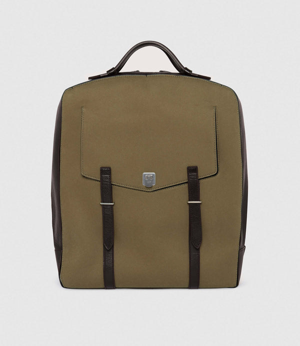 Rider Backpack Military Twill Khaki with Cacao