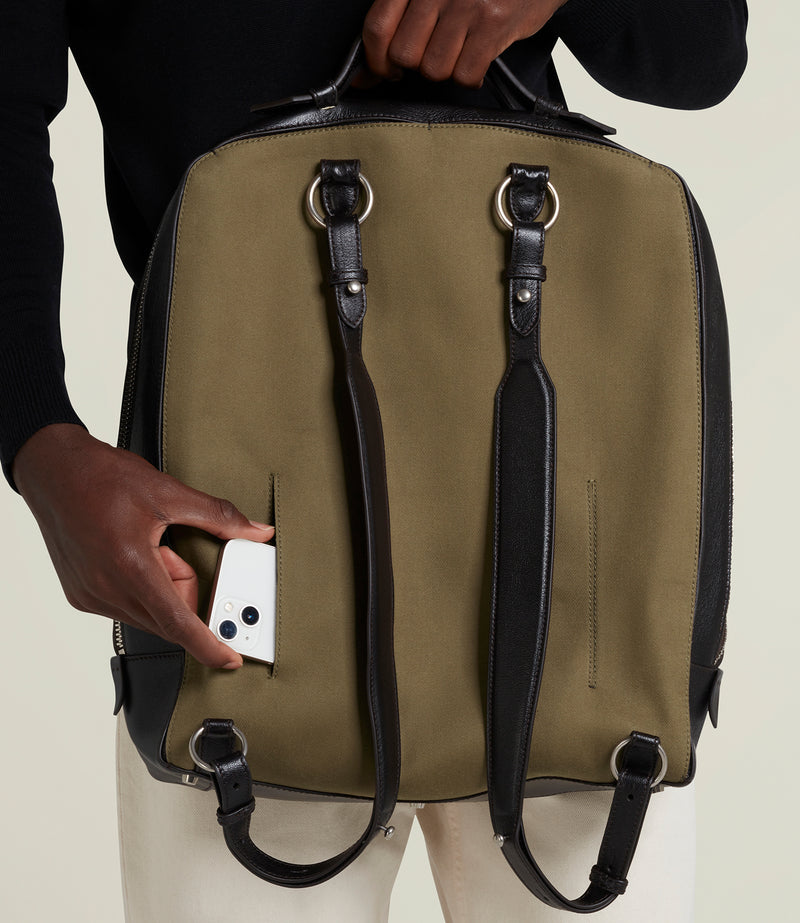 Rider Backpack Military Twill Khaki with Cacao