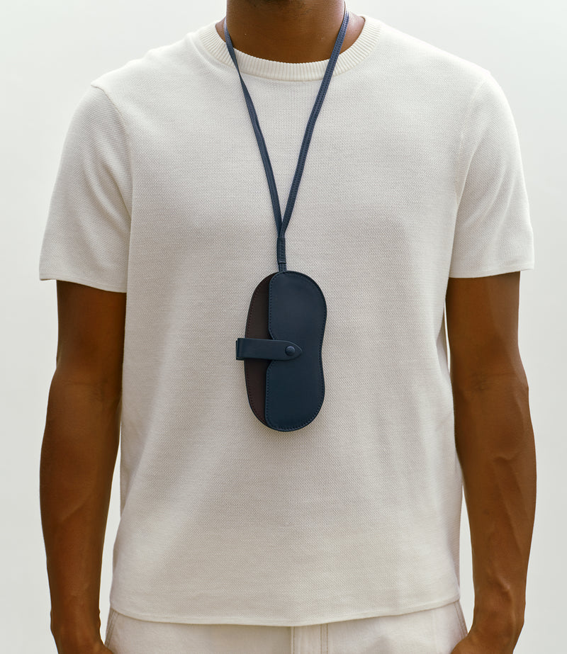 Glasses Case Double With Strap Buttery Nappa Sapphire