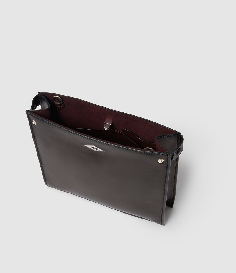 Stowaway Crossbody Buttery Nappa Black with Silver Hardware
