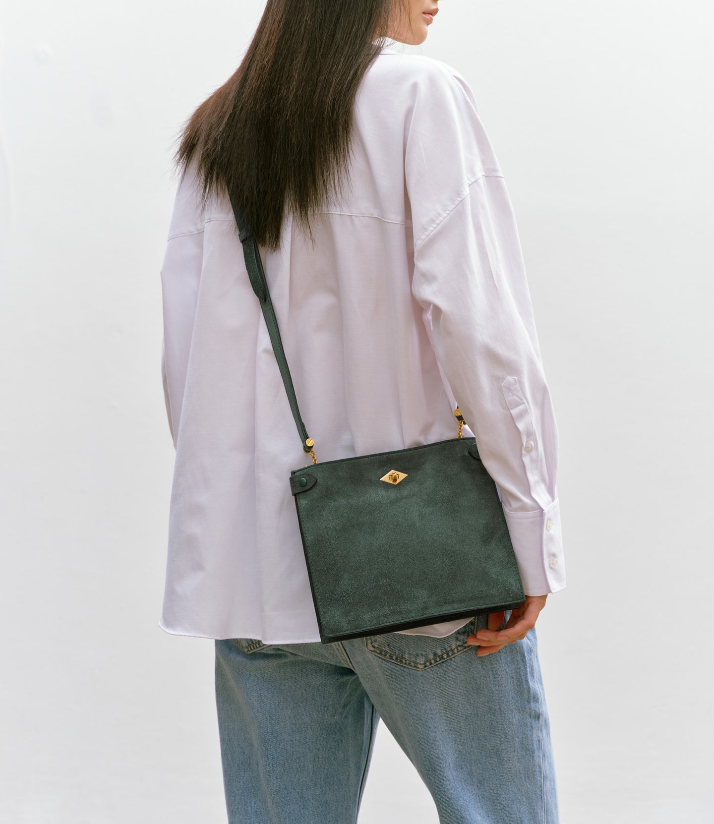 Stowaway Crossbody Suede Emerald