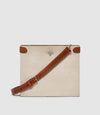 Stowaway Crossbody Natural Linen with Cognac Silver Hardware