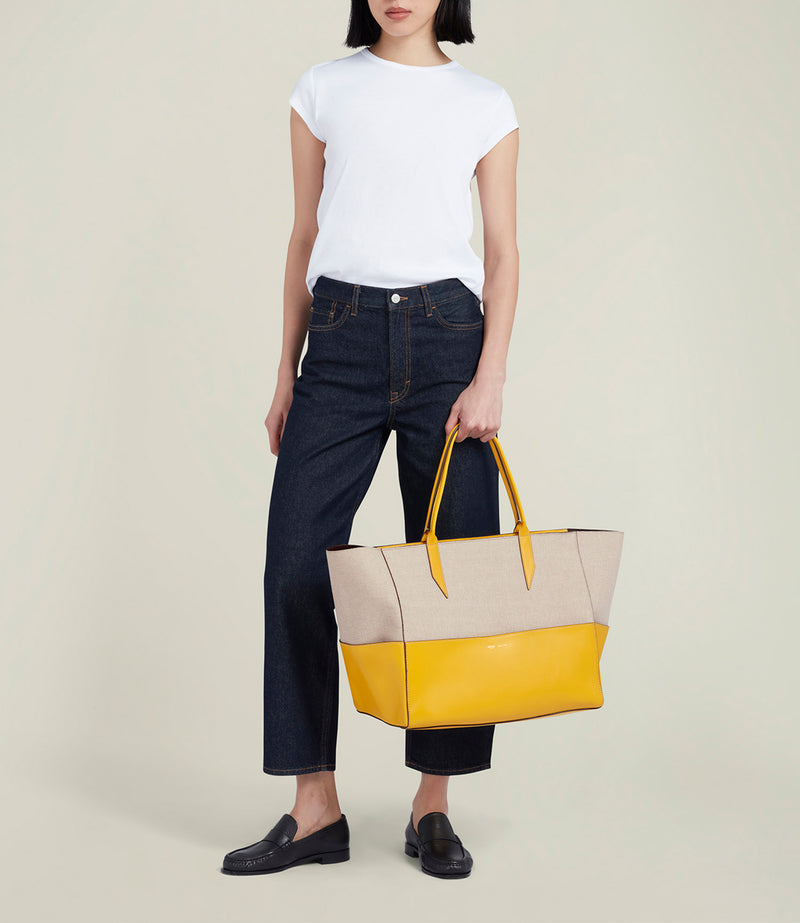 Incognito Large Cabas Linen and Nappa Plongé Calfskin Izamal Yellow