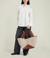 Market Weekend Bag Natural Linen With Buffalo Cognac