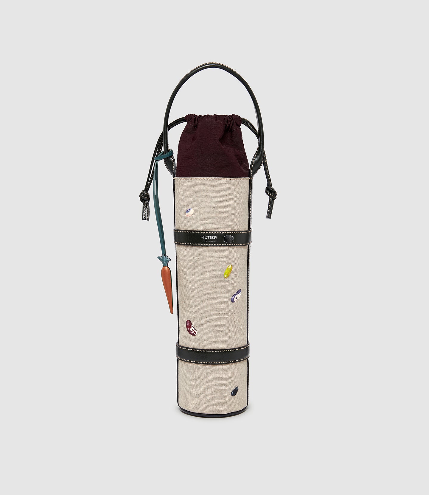 Métier x Gohar World Wine Bottle Carrier Natural Linen with Dark Green