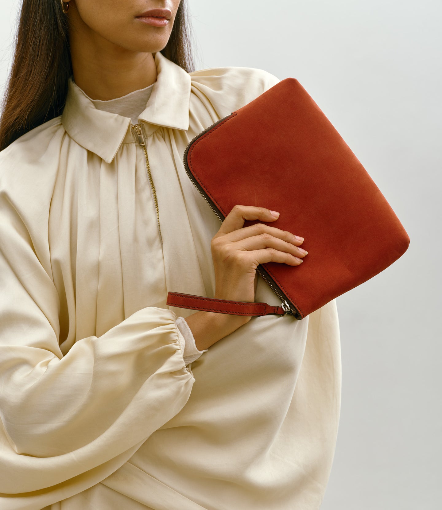 Wristlet Clutch Nubuck Rust