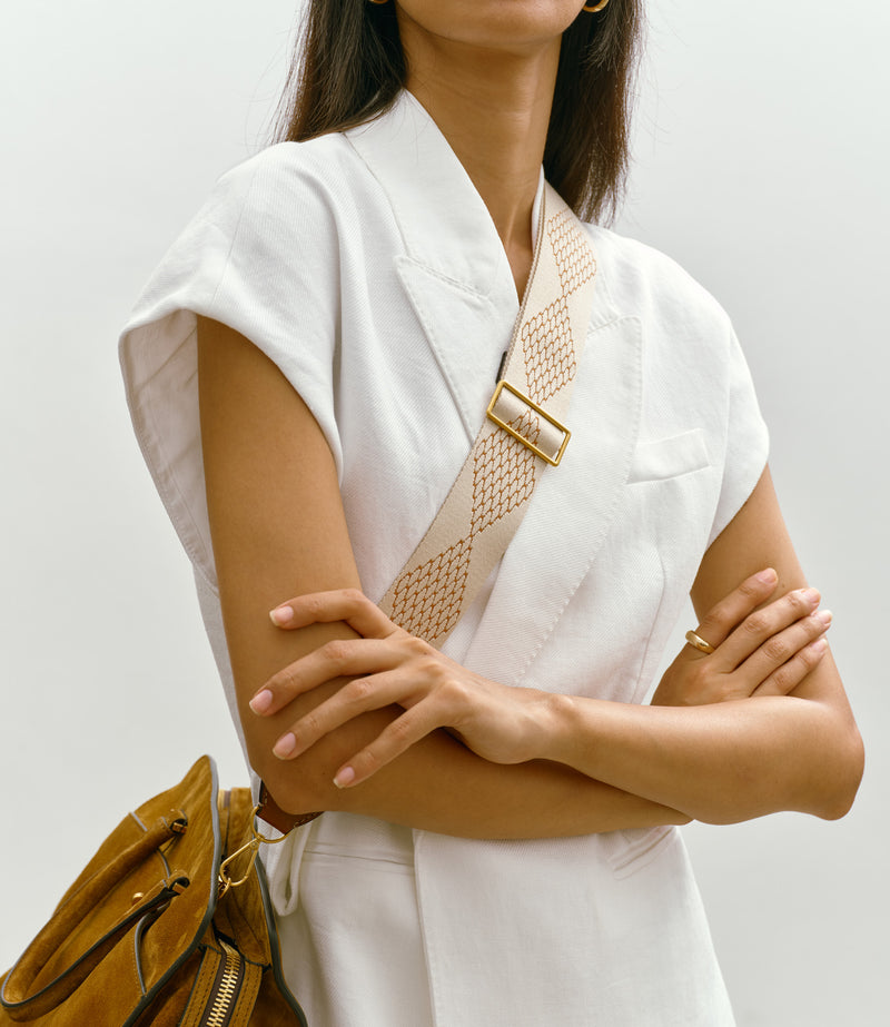 Webbing Strap White Sand and Cognac