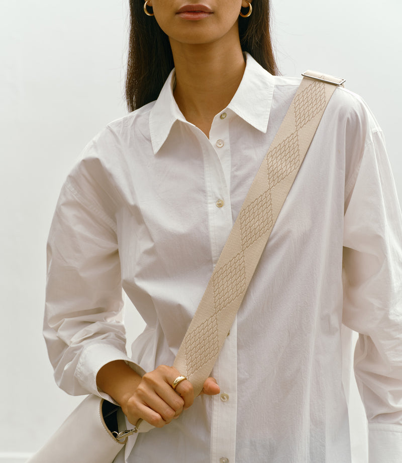 Webbing Strap Bianco With Silver Hardware