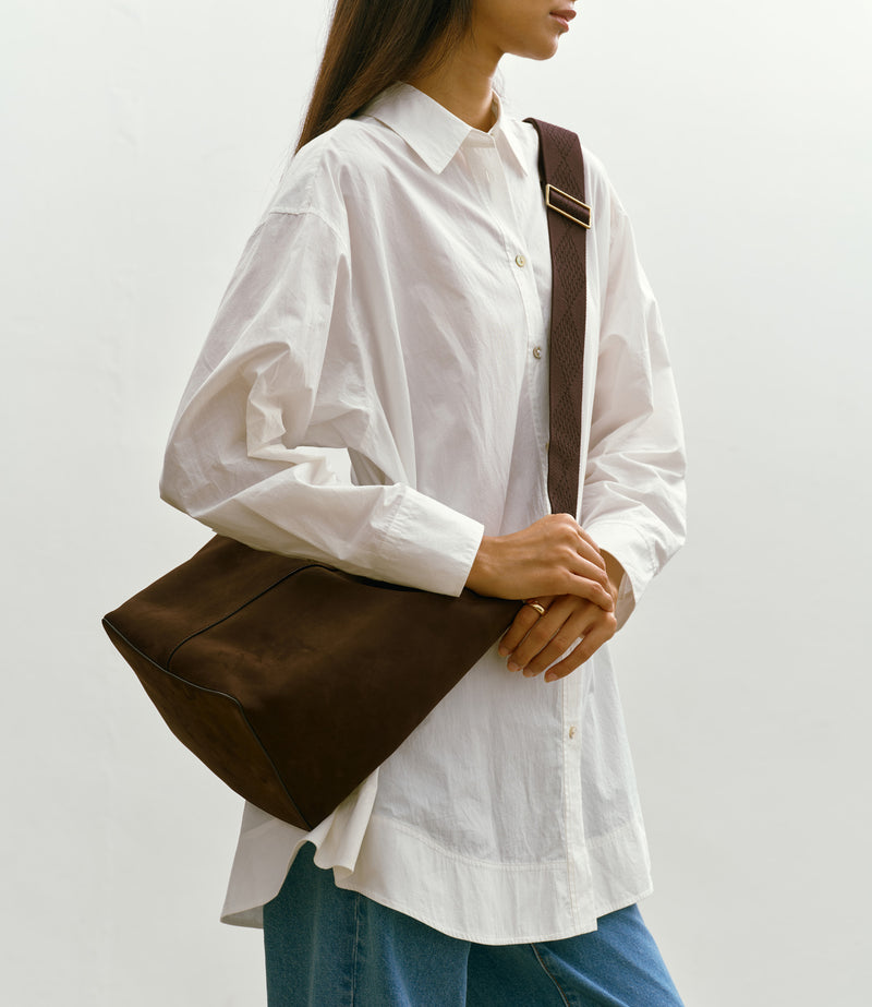 Webbing Strap Chocolate With Gold Hardware