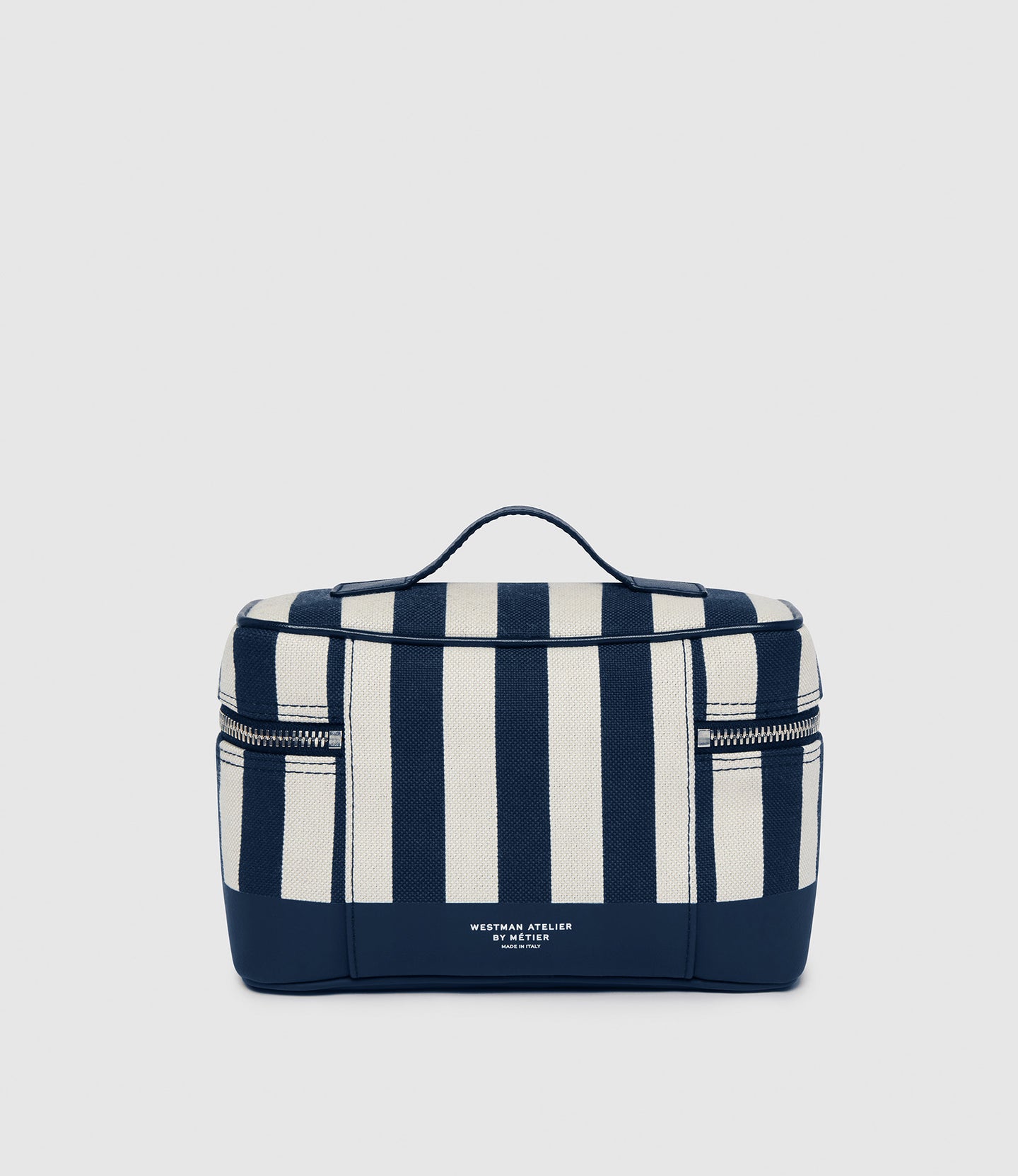 Westman Atelier By Métier Makeup Train Case Jacquard Navy Stripe