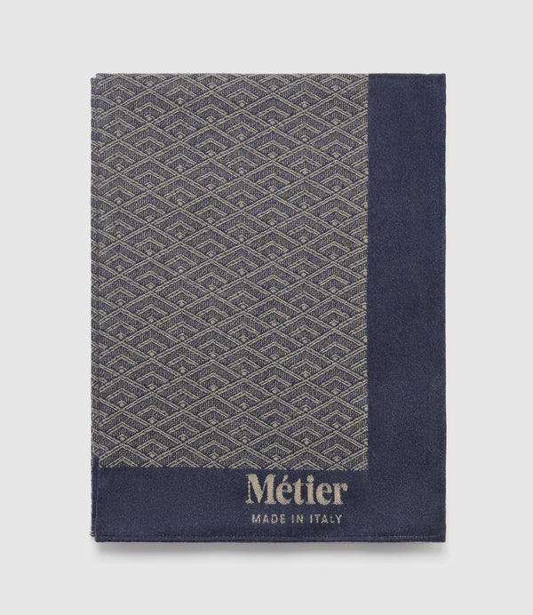 Large Cashmere Throw Navy and Natural