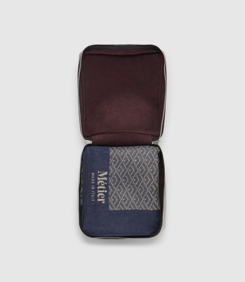 Large Cashmere Throw Navy and Natural