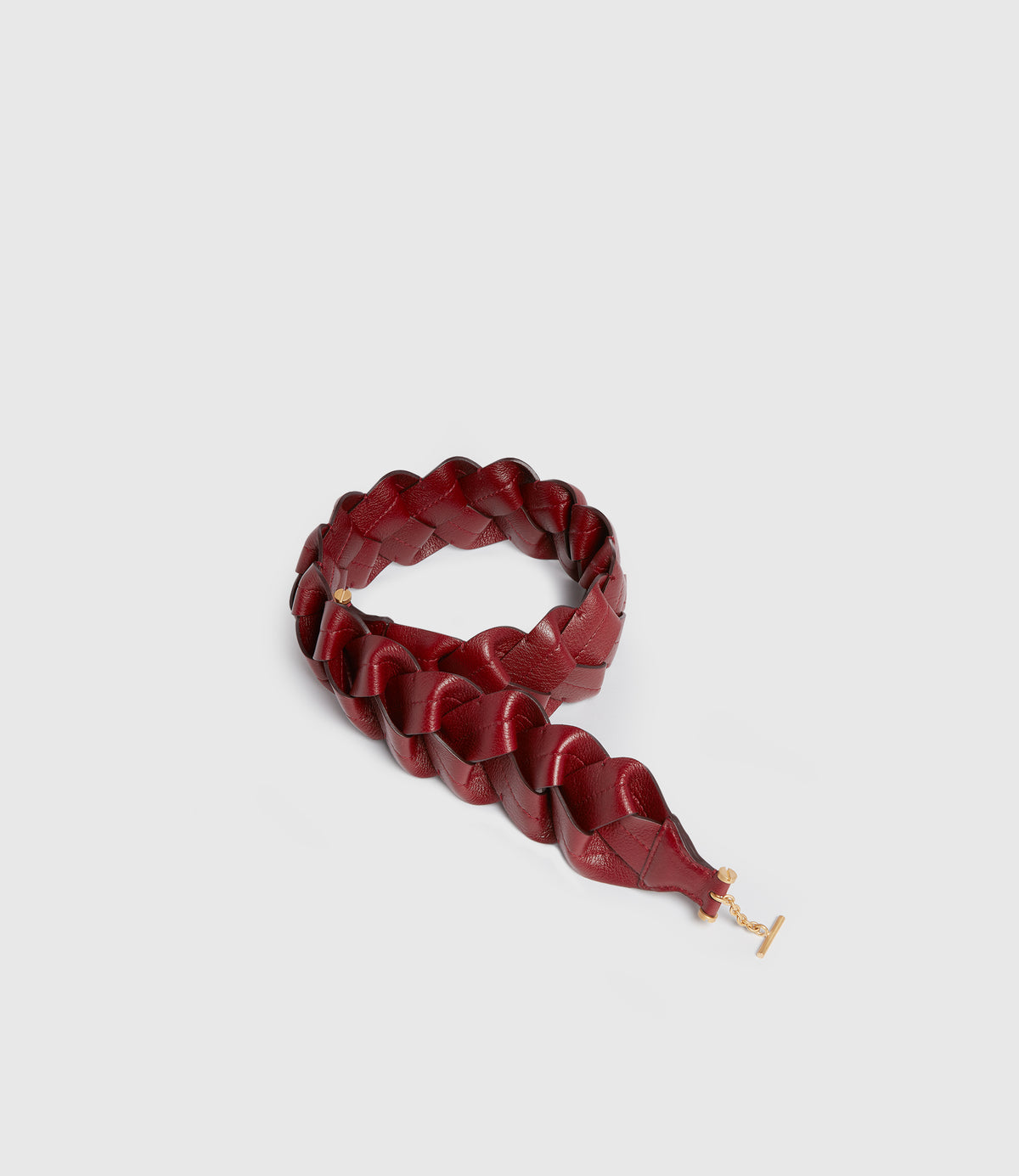 Métier Loose Braided Strap Handmade Italian Buffalo Leather Dark Cherry ...
