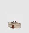 One Day Toiletry Bag Natural Linen with Cognac
