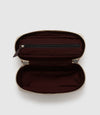 One Day Toiletry Bag Natural Linen with Cognac