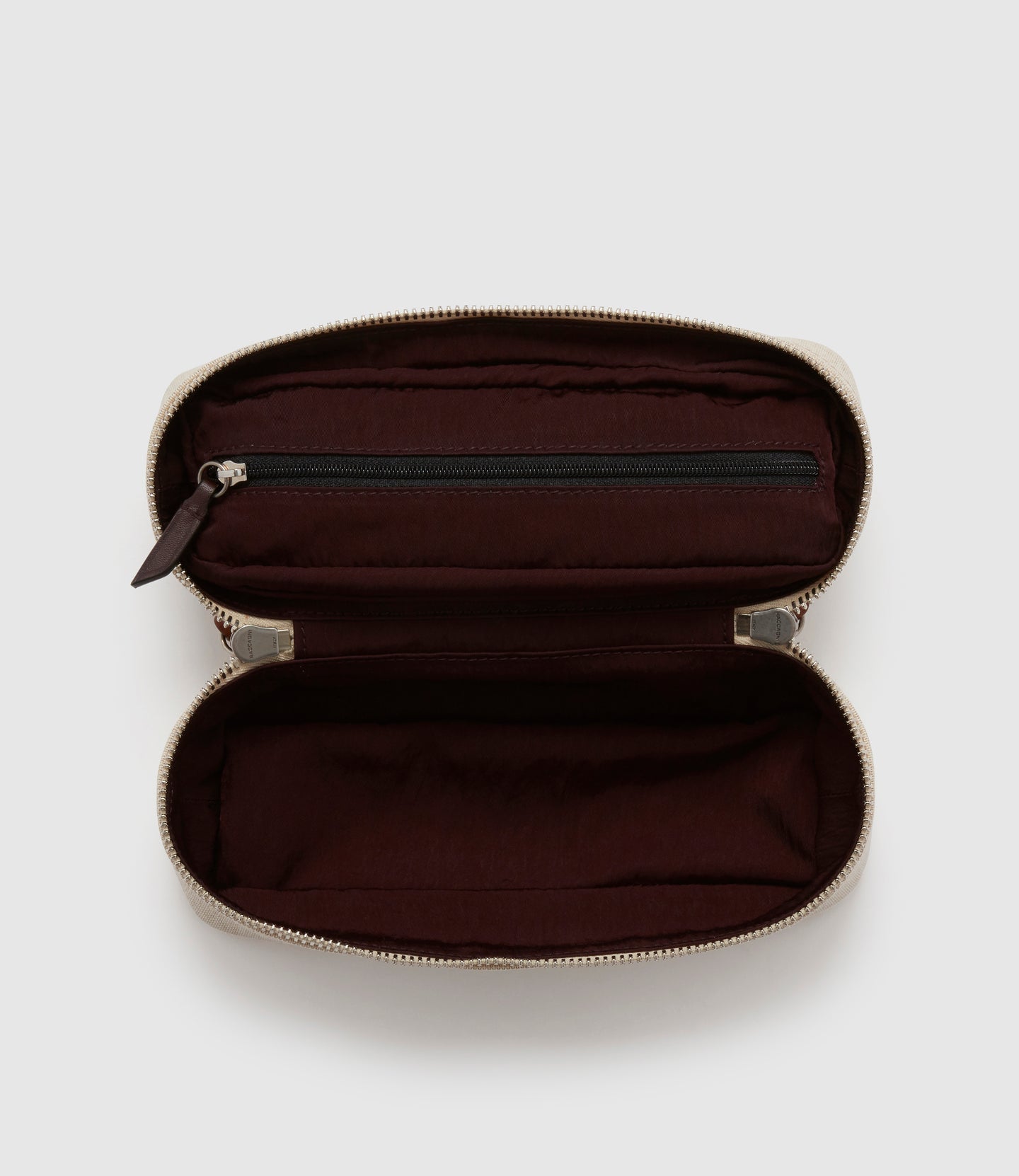 One Day Toiletry Bag Natural Linen with Cognac