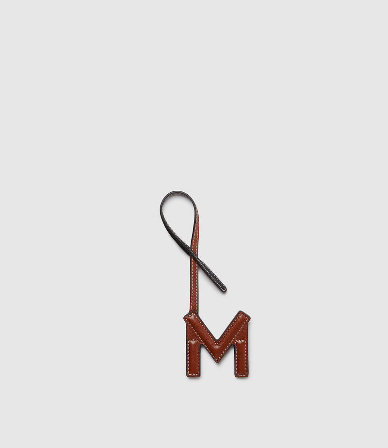 Personalisation Letter Charm Buffalo Cognac and Black with Salt Stitching