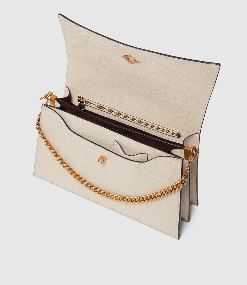 Roma Shoulder Bag Natural Linen and Apple Leather