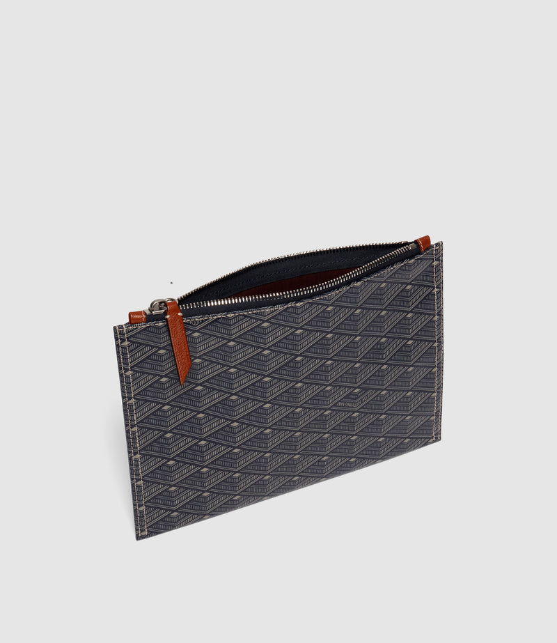 Small Flat Pouch Signature Canvas Navy