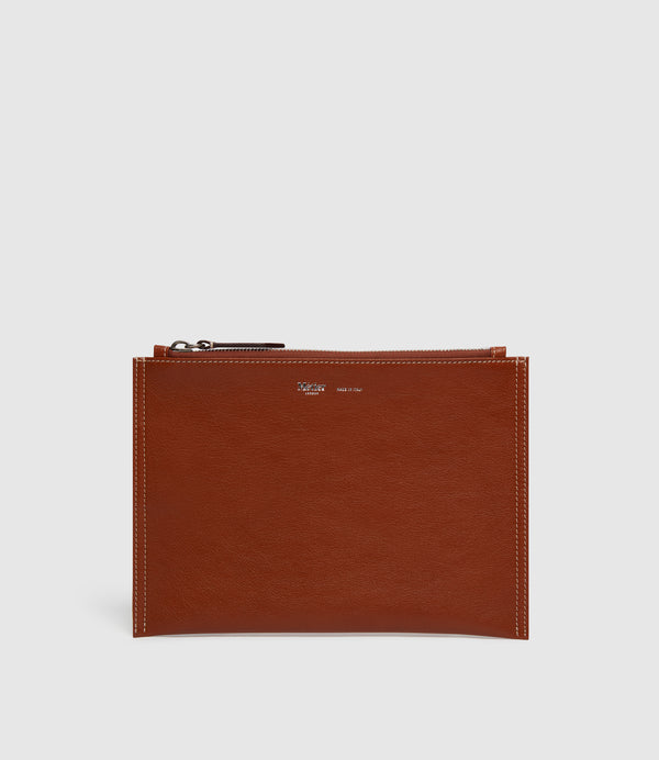 Small Flat Pouch Buffalo Cognac