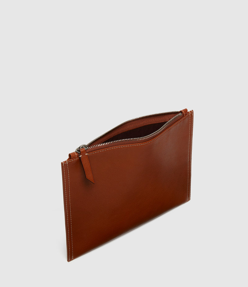 Small Flat Pouch Buffalo Cognac
