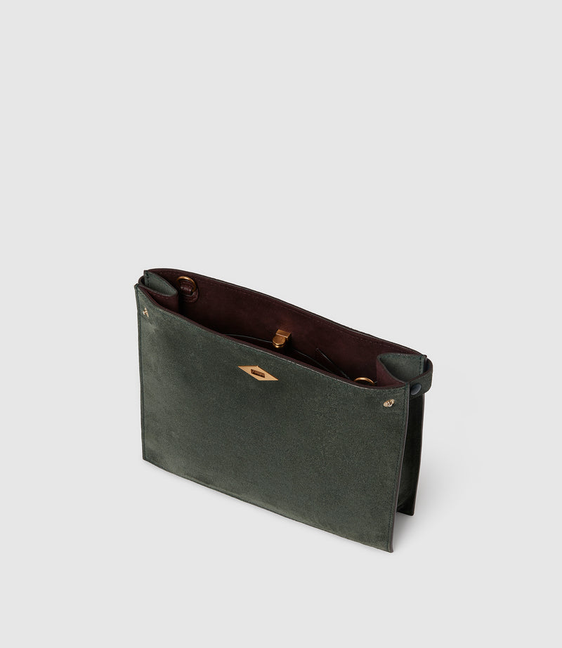 Stowaway Crossbody Suede Emerald